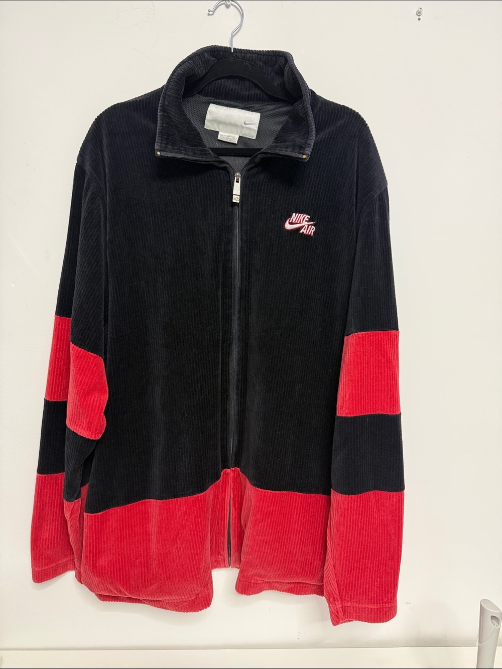 Vintage Nike Black and Red Corduroy Zip-Up